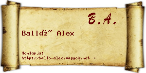 Balló Alex névjegykártya
